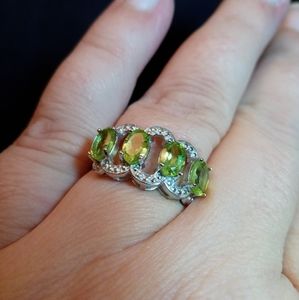 3 Stone genuine Peridot Ring